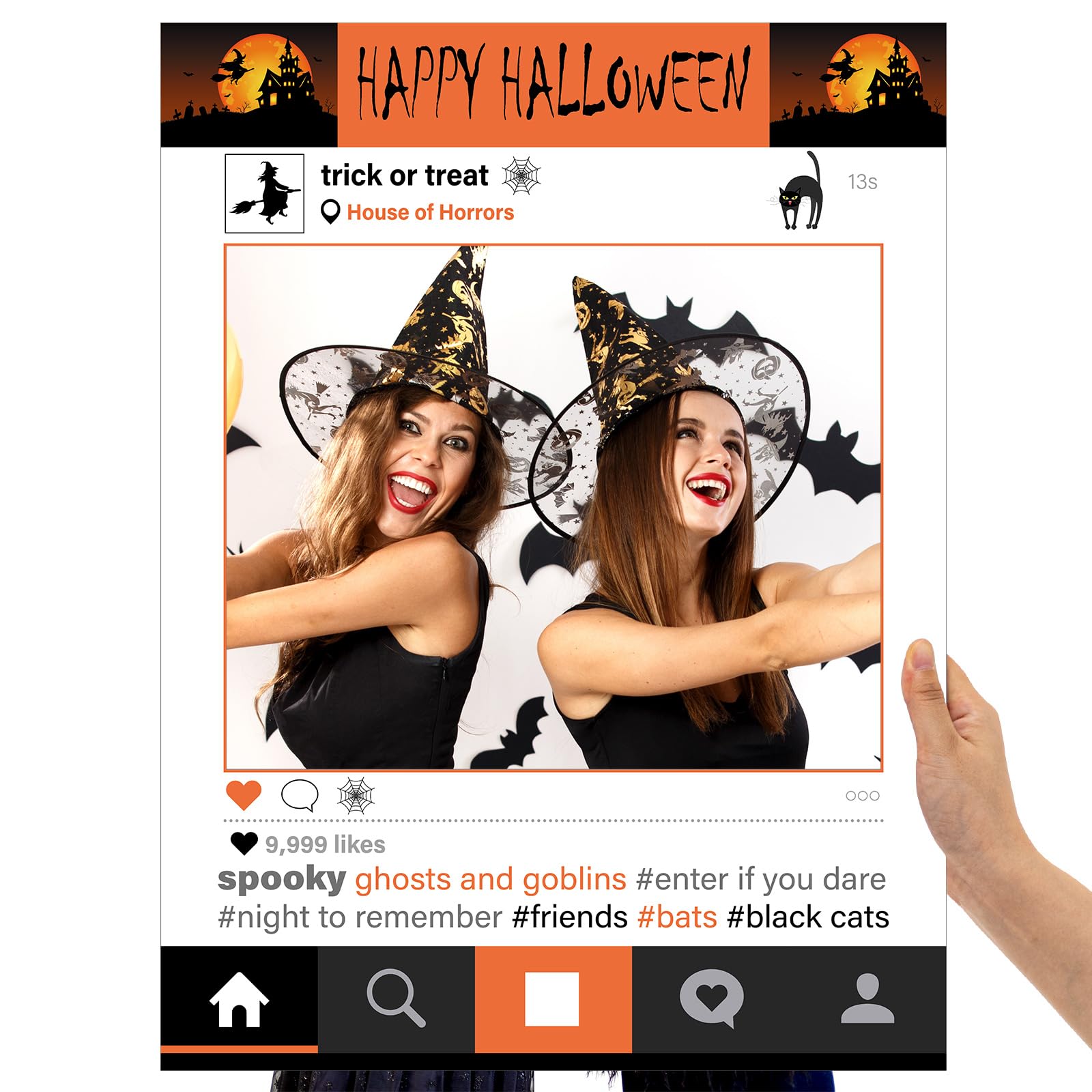 Photo 1 of ***Factory seal***

Beeveer 32 x 24 Inch Large Halloween Photo Booth Props Party Decoration DIY Selfie Frame Backdrop for Happy Night, Birthday, Holiday Party Supplies(Halloween Orange)