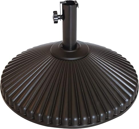 Amazon Com Abba Patio 50lb Patio Umbrella Base Water Filled 23 Round Recyclable Plastic Outdoor Market Umbrella Stand Base For Deck Lawn Garden Brown Garden Outdoor