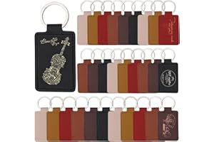 Tikjiua 30 Pcs Leather Key Fob Kit, Rectangular Leather Keychain Blanks with Keychain Rings, PU Laser Engraving Key chain, Stamping Diy Crafts for Leather Working