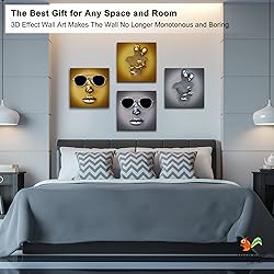 4 Piece Set Bedroom Wall Decor Love Heart Gray 3D