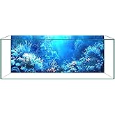 Aquarium Background Film, Static Cling, Glue-Free, Blue Ocean 11.8"H&times;23.6"W | No Glue Static Cling &bull; Spray Water to Apply &bull; No Residue &bull; Realistic HD Design &bull; Creates a Stunning Aquarium View &bull; Reusable