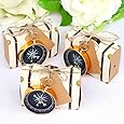 Set di 30 mini bussole + mini valigie per caramelle a tema creativo per ospiti con etichette in kraft e spago di iuta, decorazioni per feste a tema viaggi, ornamenti