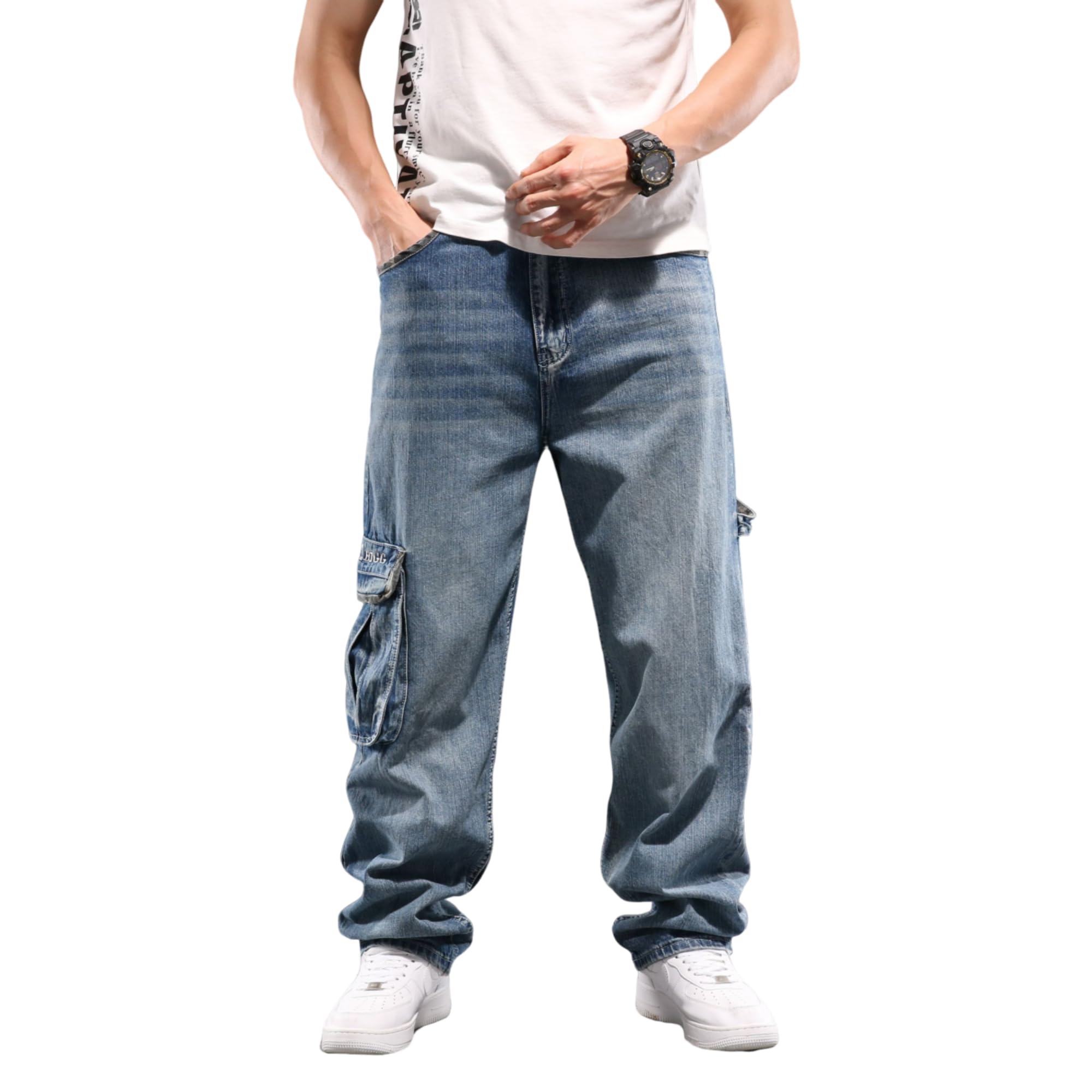 LUOBANIU Men's Baggy Jeans Hip Hop Loose fit 90s