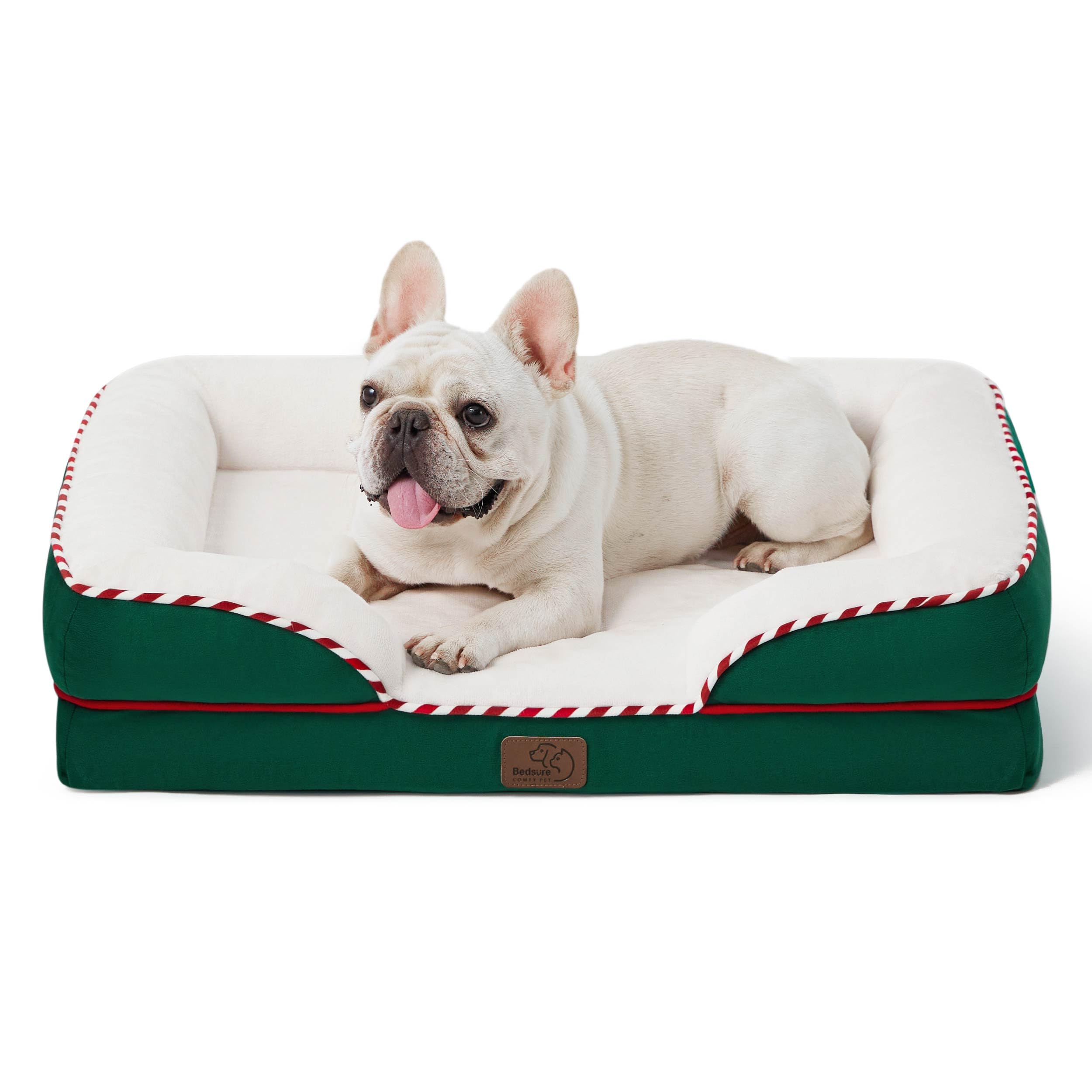 Photo 1 of Bedsure Orthopedic Dog Bed Medium Size Dogs - Washable Medium Dog Cat Bed Waterproof, Comfort Pet Couch Sofa with Washable Removable Cover, Pets Bed with Nonskid Bottom, Holly Tree, 28"
