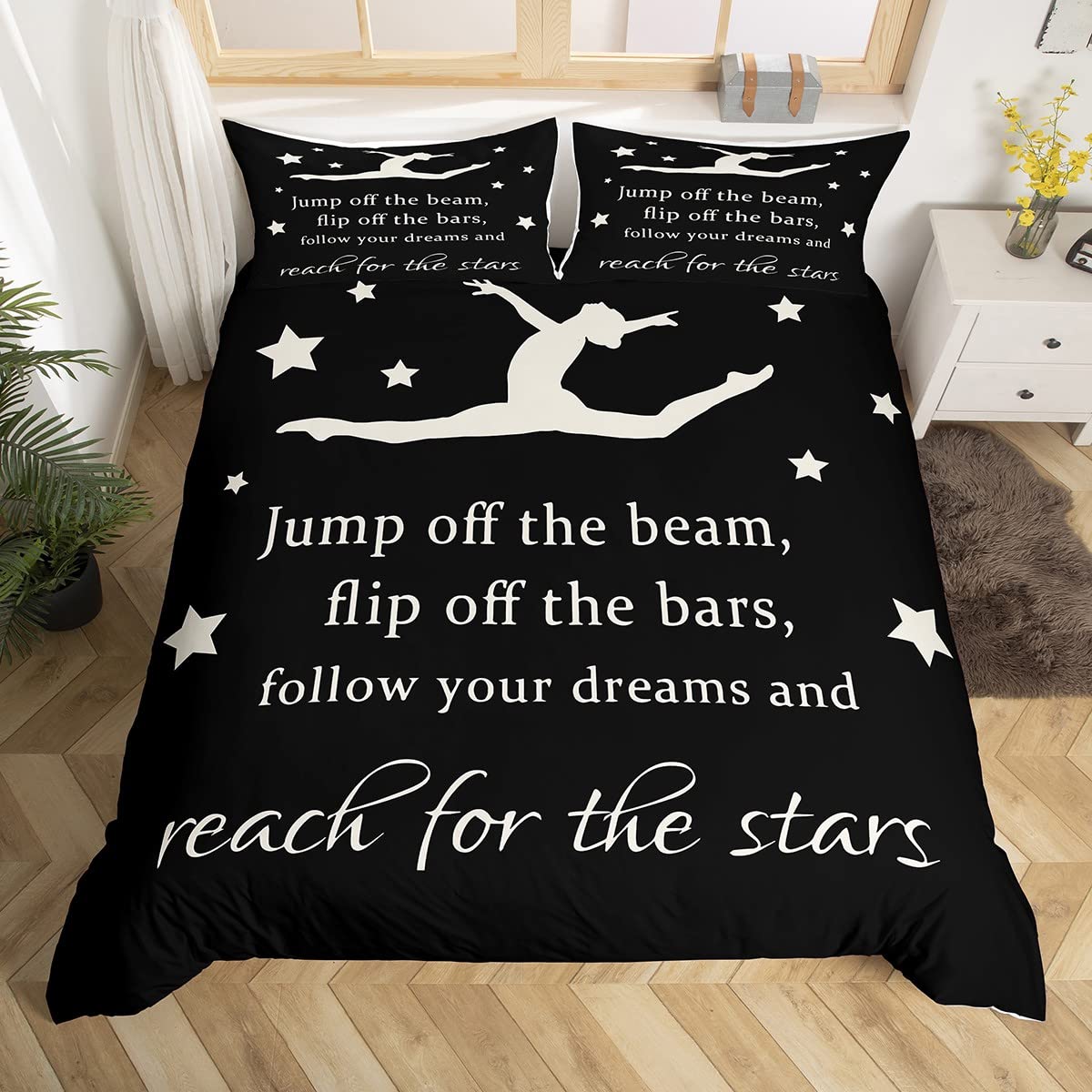Homemissing Gymnastics Bedding Duvet Cover Set Gymnast Dancer Bedding Gymnastics Lover Comforter Cover Set Microfiber Bedspread Cover Shaped Body Black Bedroom Bedclothes Double — image 1