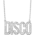 HACEOLHADA Disco Necklace for Men Disco Chain Necklace for Men Disco Accessories 70s Disco Party Necklace Disco Outfits Men Disco Jewelry Disco Costume Jewelry for Men Women Disco Costume Accessories