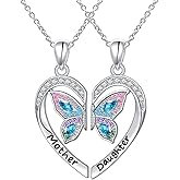 Alphm S925 Sterling Silver Mother Daughter Sisters Family Necklaces for 2 Matching Heart Jewelry for Mom Big Sis Little Sis