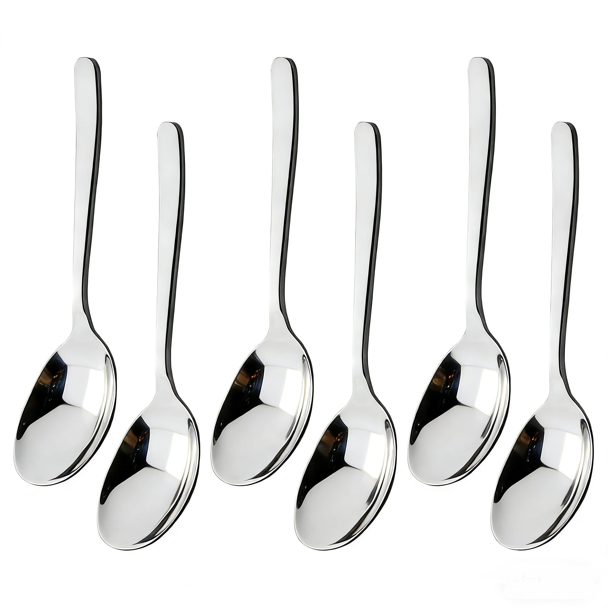 Parlynies Serving Spoons, 6 PCS 24 CM/9.4 Inches Stainless Steel Salad Serving Spoons for Parties Buffet Banquet Kitchen Restaurant, Serving Utensil Silver Tablespoons