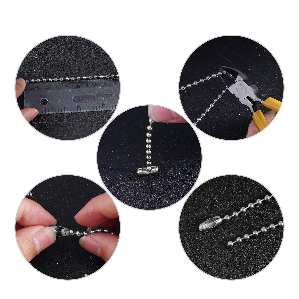 Tiparts 30 Feet Stainless Steel Ball Chains Necklace with 20pcs Connectors Clasps,Silver Bead Chain Sets (Chain Width 2.4mm+20pcs connectors)