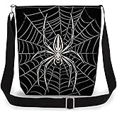 LiuenMgg Spider Print Canvas Crossbody Bag, Adjustable Strap Lightweight Purse with Top Zipper & Inner Pocket, Daily Shoulder Bag Gift for Women