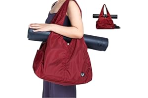 Uhawi Gym bag with yoga mat holder Gym Bag for Women yoga bag with Shoes Compartment and Wet Dry Storage Pockets with Adjustable yoga mat holder (wine red)