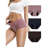 INNERSY Women's Bamboo Viscose Heavy Flow Period Underwear High Waisted Leakproof Panties 3 Pack