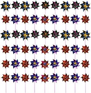 YANSHON 100Pcs Pinwheels Set, Lawn Pinwheels Party Pinwheels Windmill Rainbow Pinwheel DIY Pinwheels Set for Kids Toy Garden Lawn Decor