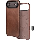 Le Pelle - Handcrafted Premium Italian Leather Case for iPhone 17 Air - [Built-in Camera Control] - Compatible with Magsafe - Two-Tone Effect with Unique Patina Over Time - Cocoa Brown