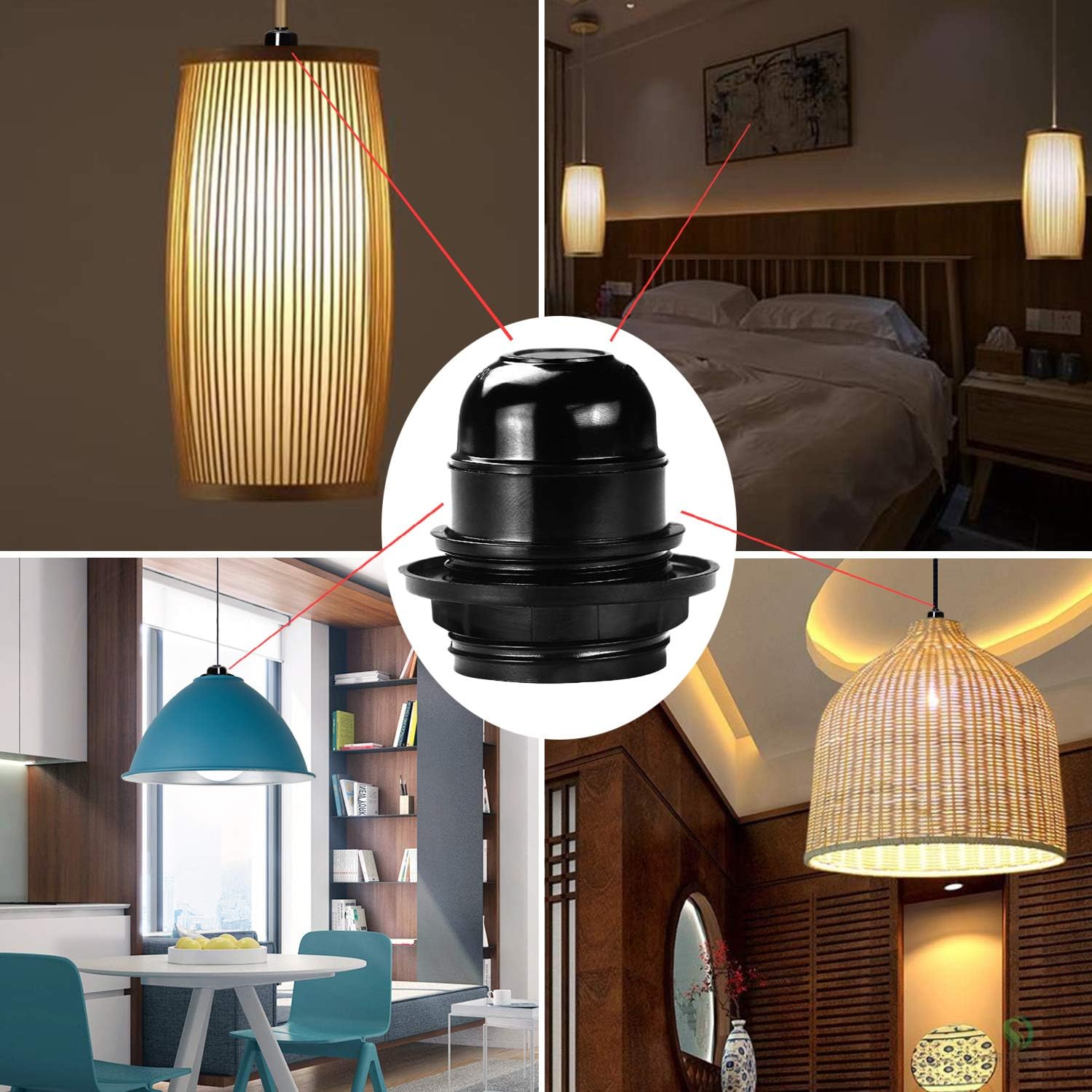 Tancuder 4 Pcs E27 Fassung Leuchten 250v 4a Kunststoff Lampenkopf Lampenfassungg Schwarz Aussengewinde Fassung Fur Tischlampe Stehlampe Kronleuchter Amazon De Baumarkt