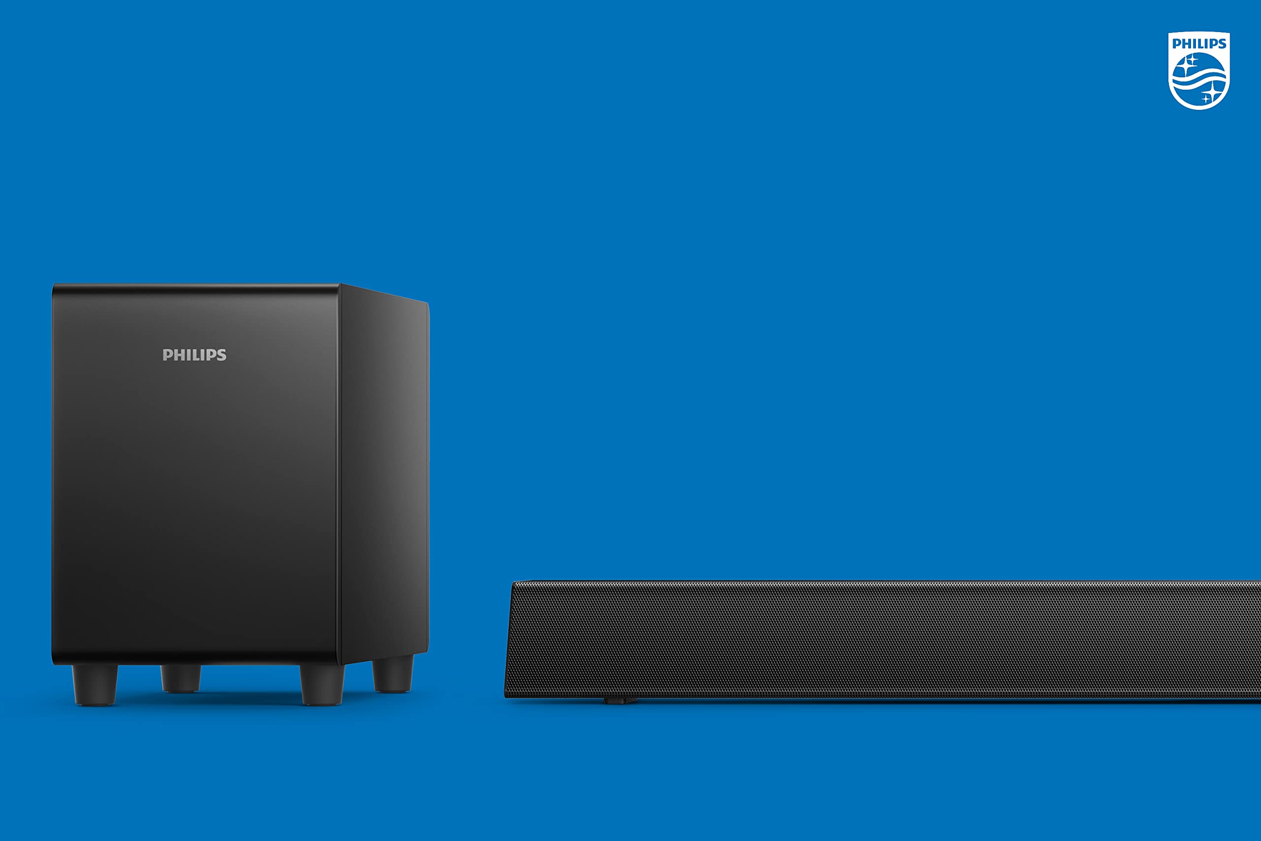 PHILIPS B5306 2.1-Channel Soundbar with Wireless Subwoofer & Roku TV Ready, Black