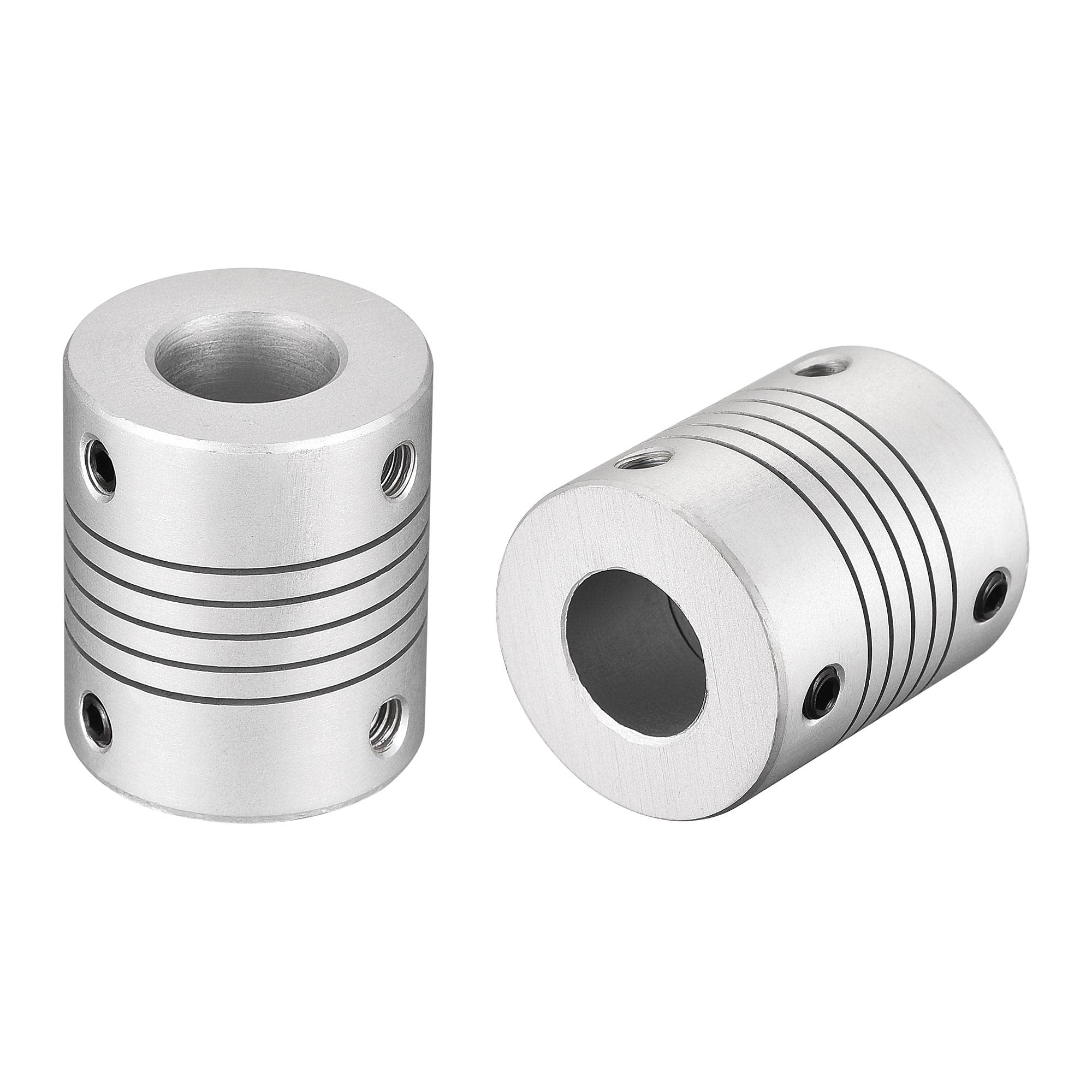 sourcing map 12mm to 12mm Aluminum Alloy Shaft Coupling Flexible Coupler Motor Connector Joint L30xD25 Silver 2Pcs