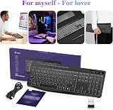 TECURS Wireless Keyboard White Backlit 2.4G UK Layout Full Size view 6