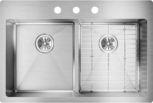 Elkay Crosstown Ectsra33229tbg3 Equal Double Bowl Dual Mount