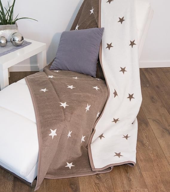 Wohndecke Sofadecke Decke Sterne CB Home & Style 150 x 200 cm (Taupe)