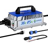 DC HOUSE 36V 25A Lithium Battery Charger, 900W Fast Charger, Charging Efficiency ≥ 93%, Waterproof Anti-Fall with Cooling Fan, Suitable for 36V Golf Cart,Trolling Motor, Forklift LiFePO4 Battery