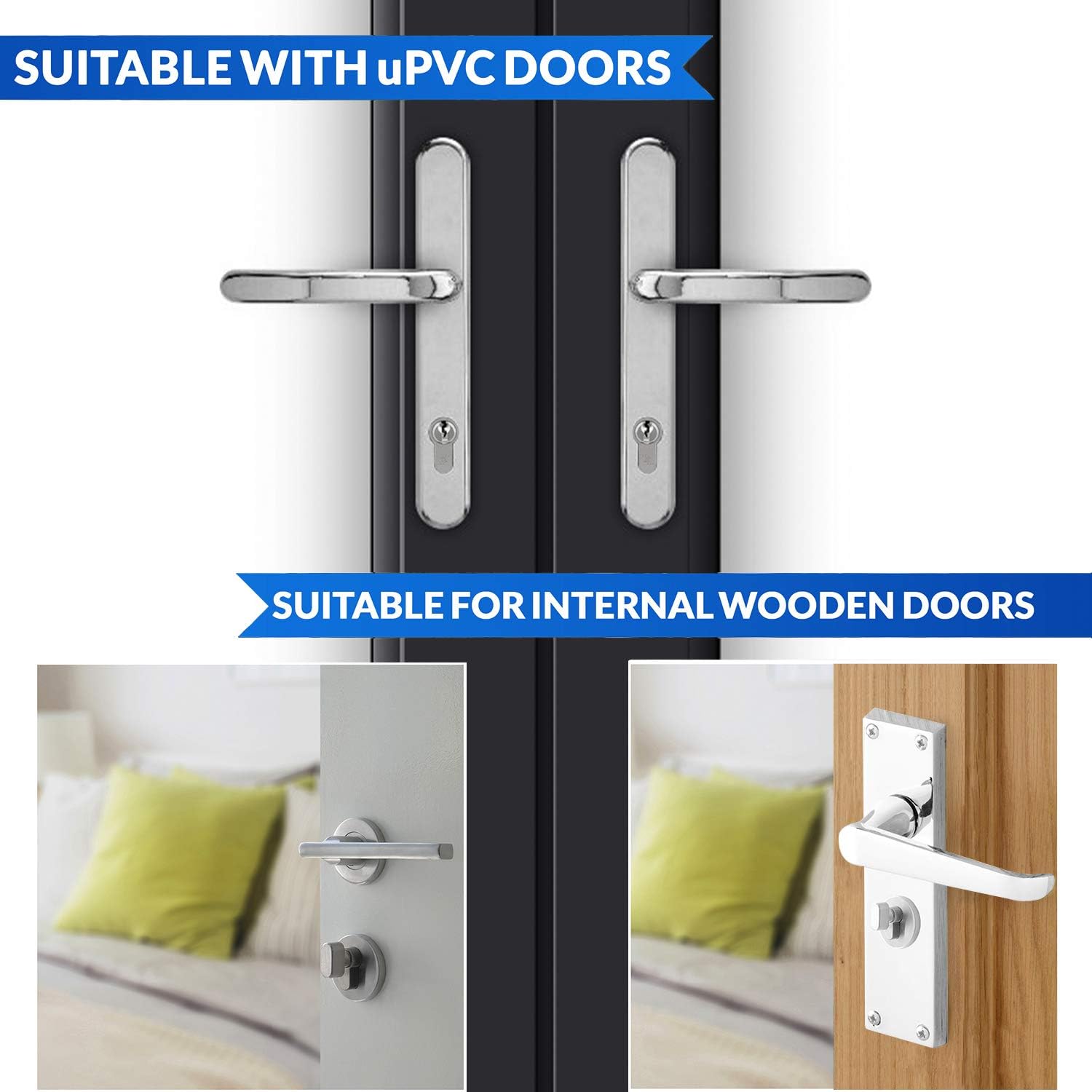 XFORT Chrome 50/50T Thumb Turn Euro Cylinder Lock (100mm), UPVC Door Lock, 6 Pin Cylinder Lock with Key and Thumbturn - Image 5