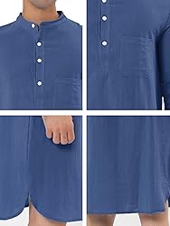 Lars Amadeus Men's Navy Nightshirt Sleep Shirt