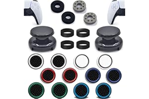ZHI-NYLLDJS FPS Thumb Grips for PS5,for PS4 Thumb Grip Caps,Controller Assist/Precision Rings for PS5/4,Case,(FPS Thumb Grips,Stick Caps,Precision Rings) Black Set(22pcs)