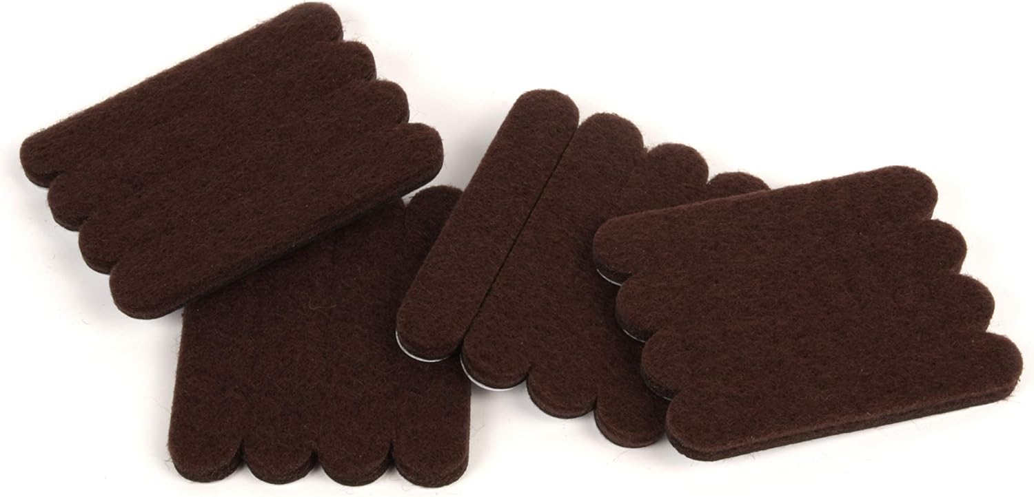 Slipstick CB042 Self Stick Felt Strips for Surface Protection (16 Pads) Protects All Hard Surfaces, 1.3 cm x 6.7 cm Slider Pads, Brown