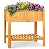 Potager Sur Pied Relaxdays - Bois Sapin 80x88x43.5cm - Bac Rangement Intégré