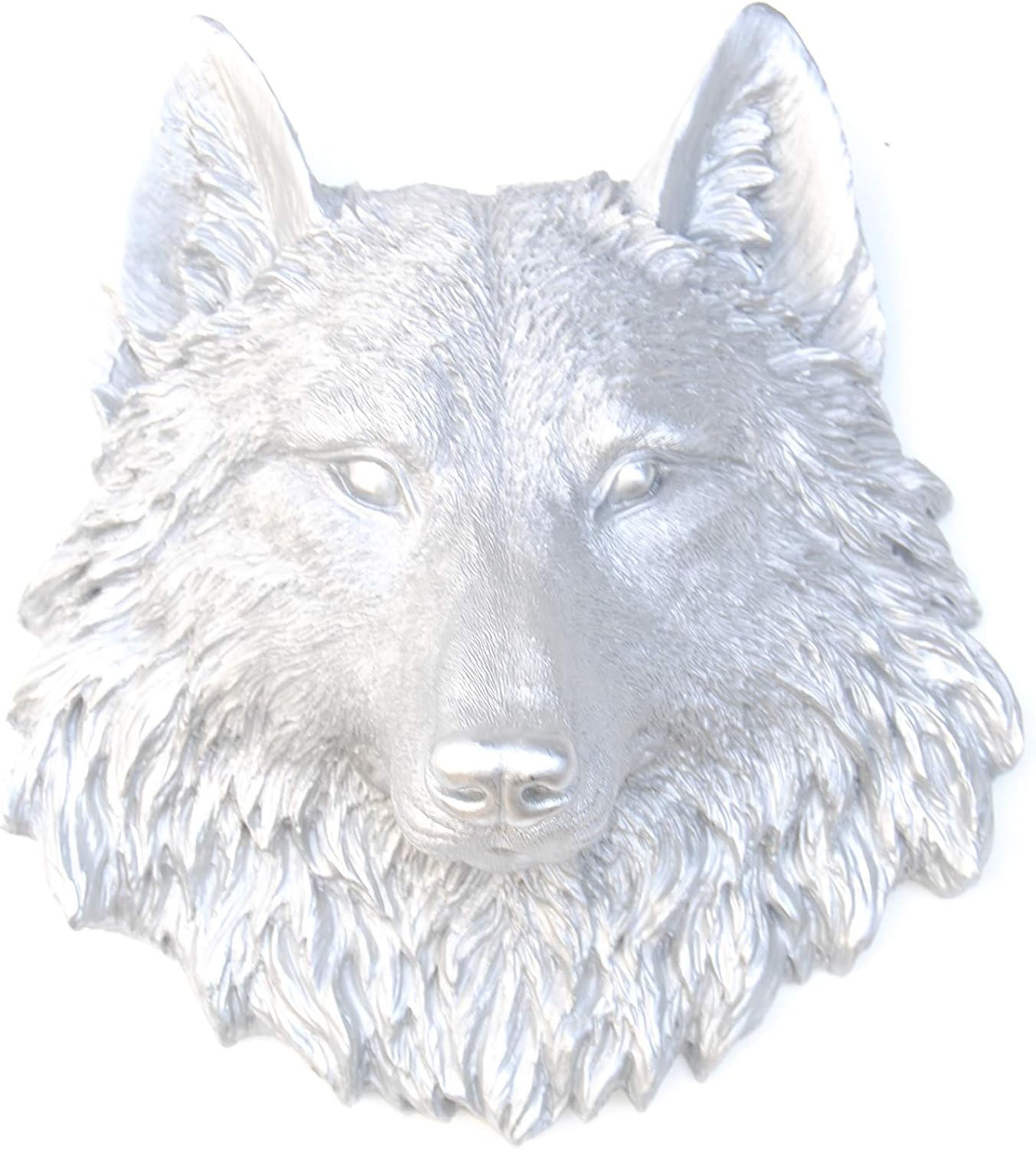 Near and Deer Faux Taxidermy Wolf Head Wall Mount, Mini, Silver