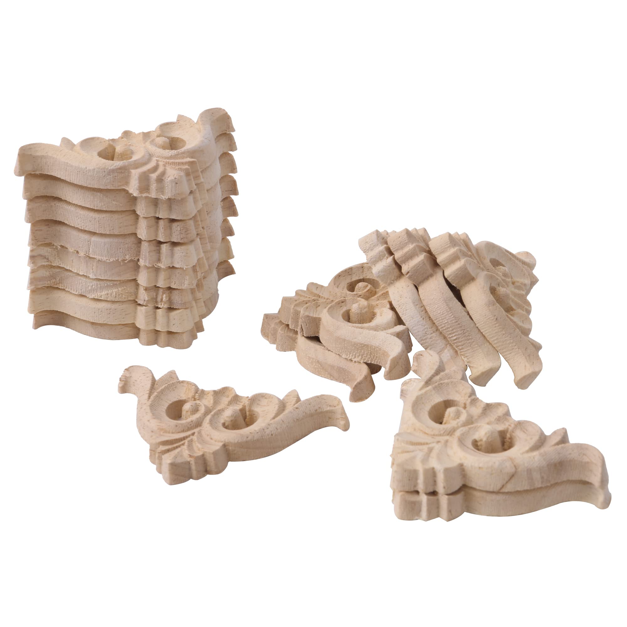 Yibuy 16x Wooden Carved Corner Onlay Applique Frame for Cabinet Type C-15 2x2 50x50mm Side Length