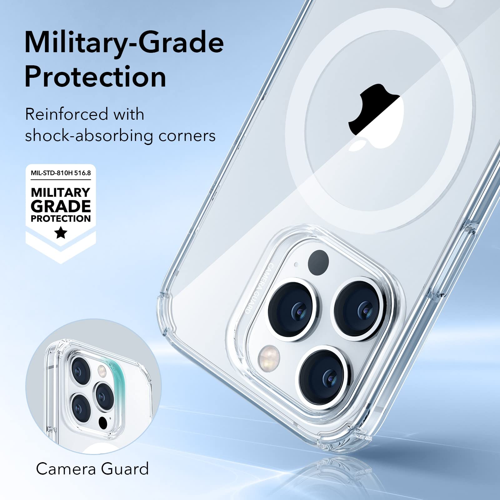 ESR Krystec Clear Case with HaloLock Compatible with iPhone 14 Pro Max Case, Compatible with MagSafe, Ultra-Yellowing Resistant, Shockproof Military-Grade Protection, Polycarbonate Buttons, Clear