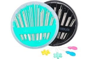 Hekisn 60-Pack Premium Hand Sewing Needles Set, 6 Sizes Embroidery Needles Kit with Threaders, Assorted Large Eye Sewing Needles for Repair, DIY, Art & Craft Projects(Green&Black)
