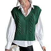 Sweater Vest for Women V Neck Sleeveless Knit Solid Casual Ribbed Preppy Pullover Tops