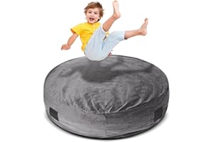 Homewell 4 Ft Round Crash Pad – Soft Velvet Cover Sensory Crash Pad for Kids with Durable Shock-Absorbing Foam, Machine Washable Cover, Ultimate Comfort and Safety for Kids, Adults and Pets (Gray)