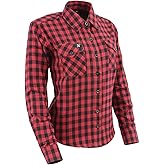 Milwaukee Leather MNG21612 Women's Black and Pink with Blue Long Sleeve Cotton Flannel Shirt