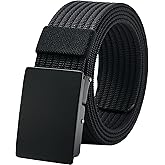LionVII Men Nylon Web Belts - Metal Buckle, Fully Adjustable Belt Strap for Work, Easy Trim to Fit 28-49" Waist