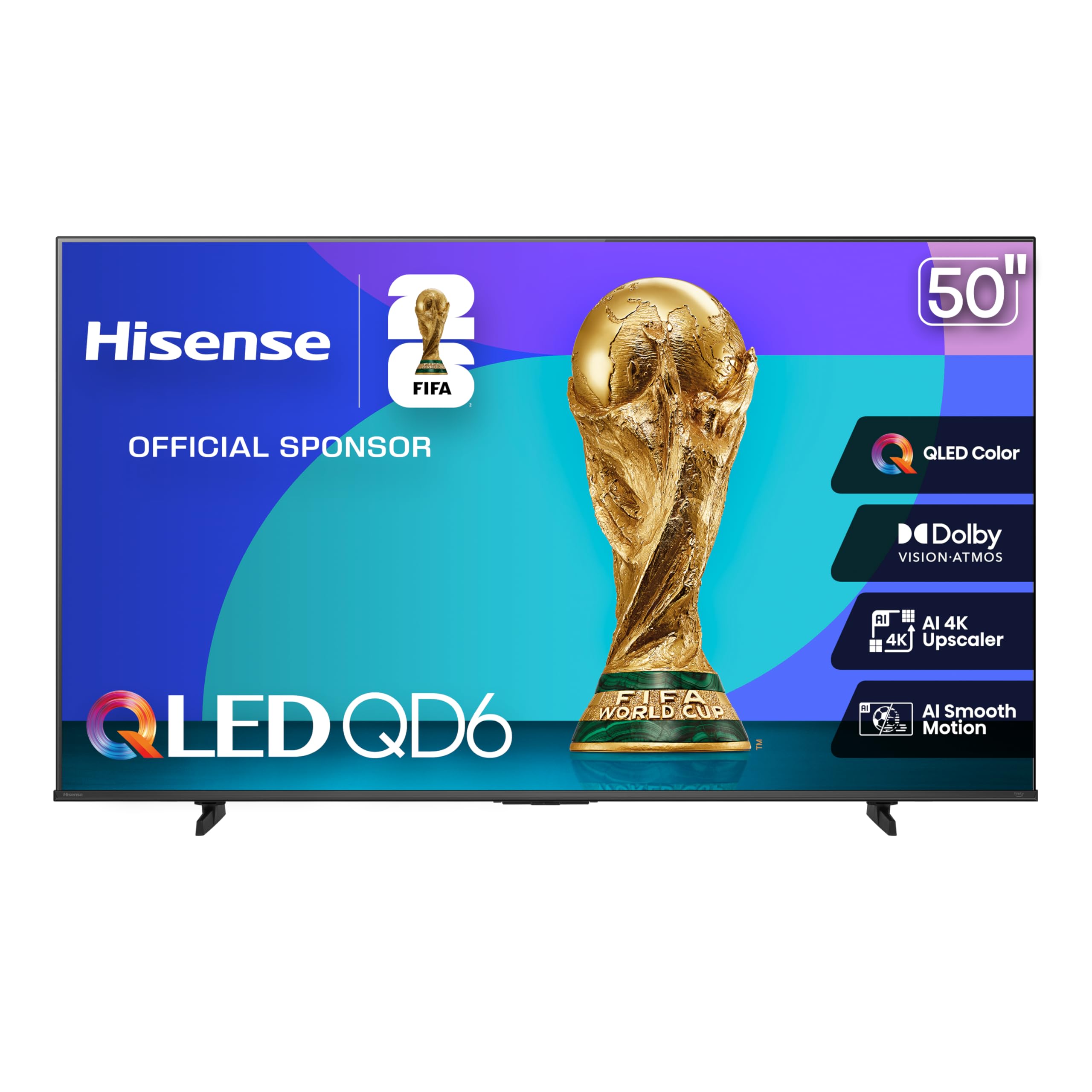 Photo 1 of Hisense 50" Class QD6 Series (50QD6QF, 2025 Model) QLED 4K UHD Smart Fire TV, Voice Remote with Alexa, Dolby Vision, Dolby Atmos, Motion Rate 120, HDR 10+, Game Mode Plus, MEMC, VRR, ALLM