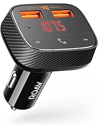 Roav by Anker, SmartCharge F0 FM Transmitter/Bluetooth Receiver/Car Charger with Bluetooth 4.2, 2 USB Ports, PowerIQ, and AUX Output