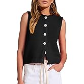 YUNLORIA Womens Casual Crew Neck Sleeveless Sweater Vests 2026 Fall Button Down Ribbed Knit Tank Tops Loose Trendy Cardigans