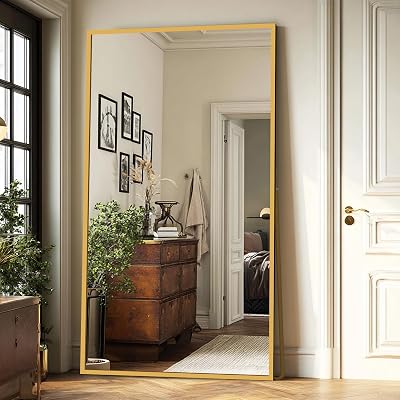 Beauty4U Full Length Mirror 200x100cm Gold Aluminum Frame Free Standing