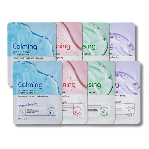 8PCS Sheet Face Mask Set - 4 in 1 Collagen Facial Masks for Glowing Skin, Beauty Gifts Sets for Women, Hydrating & Brightening Face Mask Skincare, Self Care Gifts for Women & Teen Girls