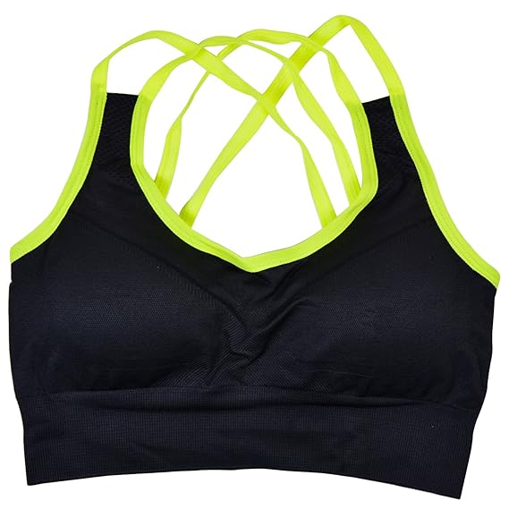 Amazon カラーライン バッククロス ブラトップ スポーツブラ カップ