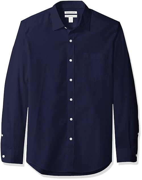 Amazon Essentials Men's Slim-Fit Long-Sleeve Poplin Shirt, Navy, X-Large