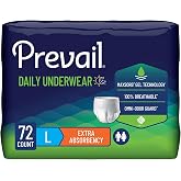 Prevail Daily Underwear Disposable Extra Absorbency, Large, Unisex 72 Count | Extra Absorbency Adult Diapers, Bladder Leak Protection with Up to 8 Hours of Breathable Odor Control &amp; Discreet Fit
