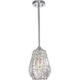 Warehouse of Tiffany HM115/1 Trazi 1-Light Crystal Ceiling Lamp Pendant, Silver