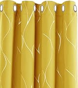 Deconovo Eyelet Room Darkening Curtains Silver Wave Foil 66x72 Two Panels