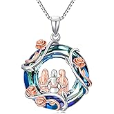 TOUPOP Sister Birthday Gifts for Sister 925 Sterling Silver 2 to 5 Sisters Necklace Rose Flower Pendant Crystal Jewelry Birthday Gifts for Women Best Friend