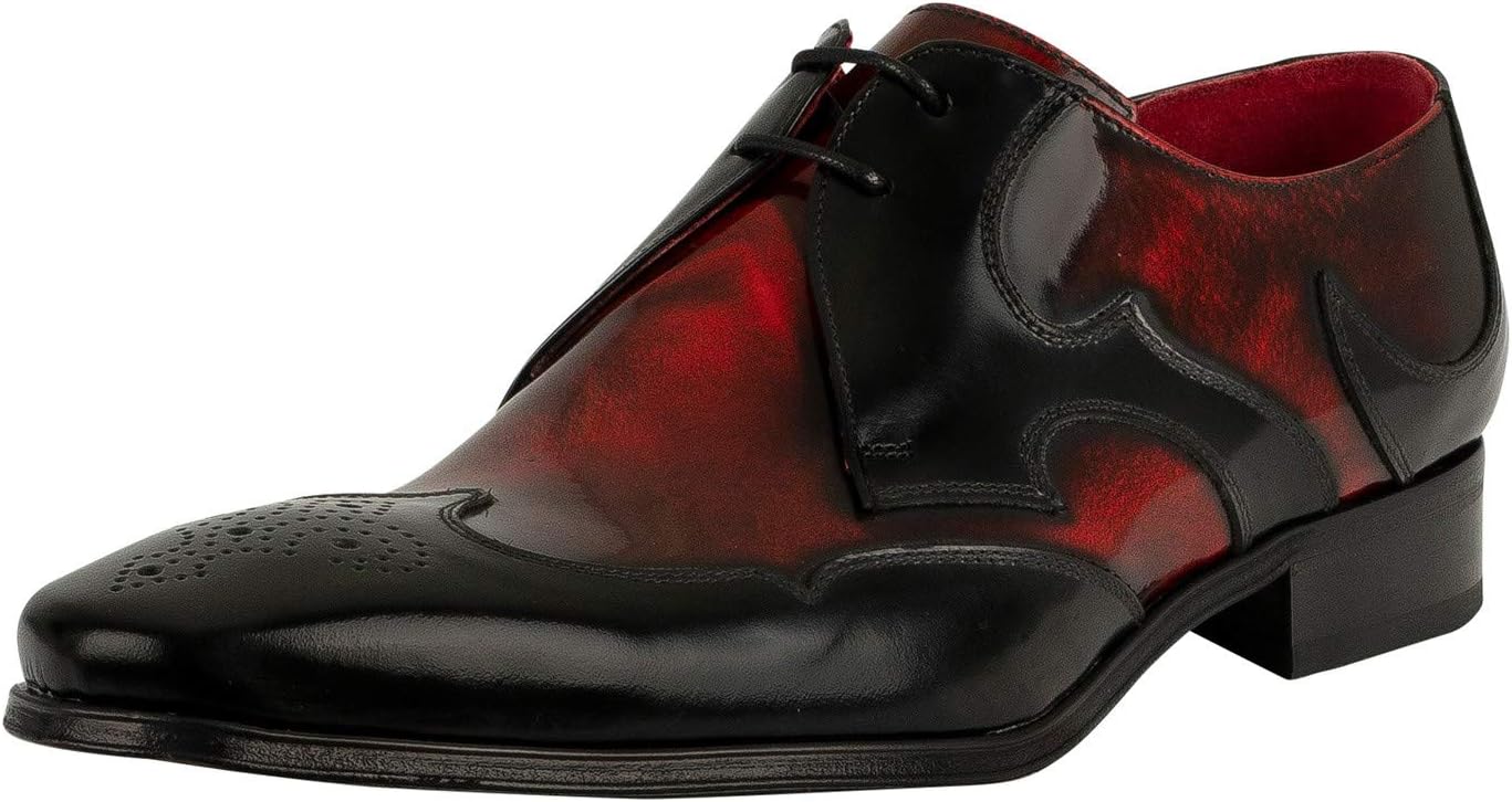Jeffery West Men's Polished Leather Derby Shoe, Black